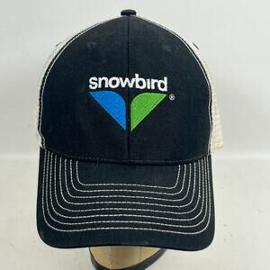 SNOWBIRD Hat Adult OS Ski Snowboard Resort UT Mesh Trucker Snapback Cap Black